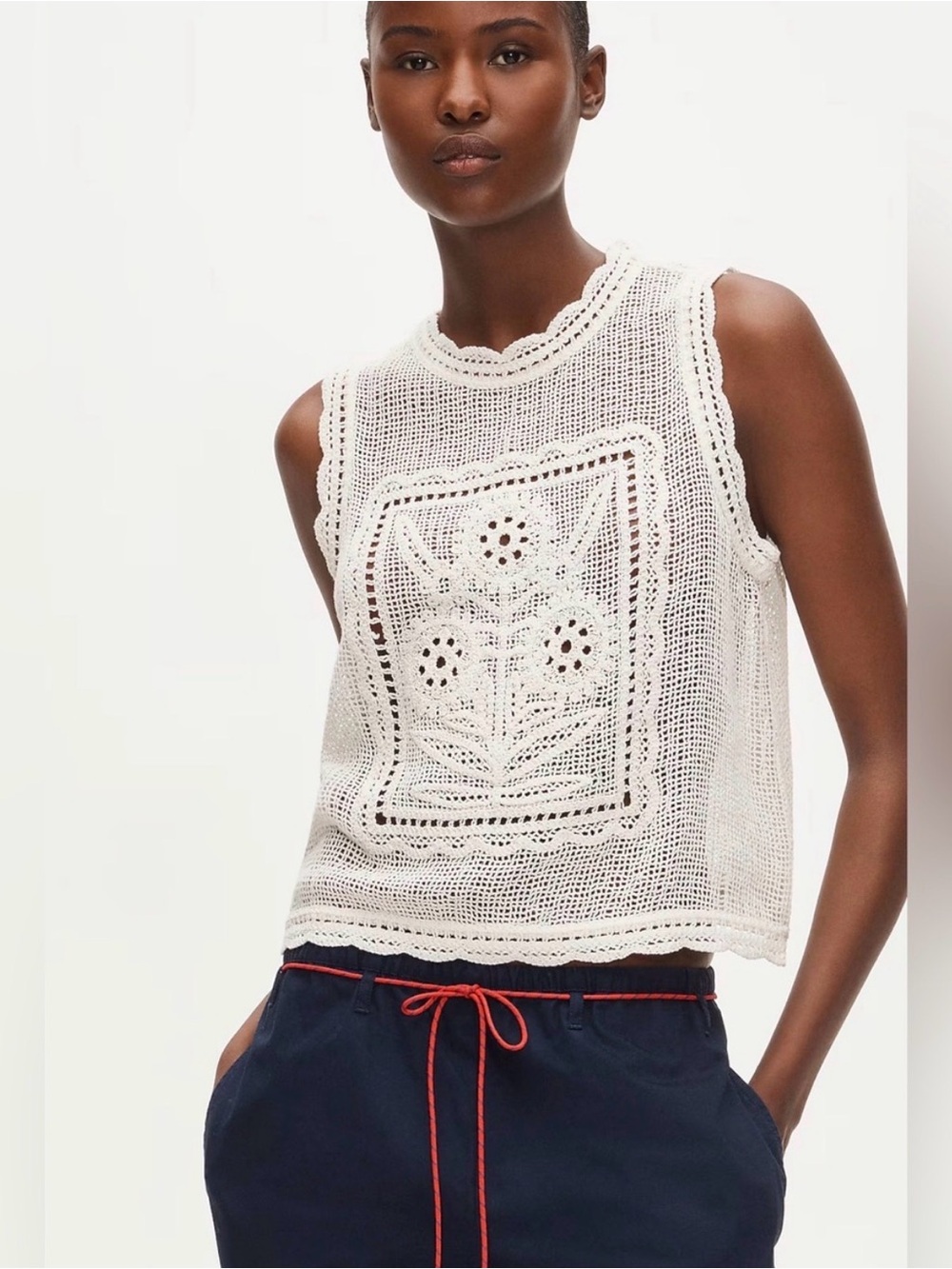 J. Crew Crochet Floral Tank Top